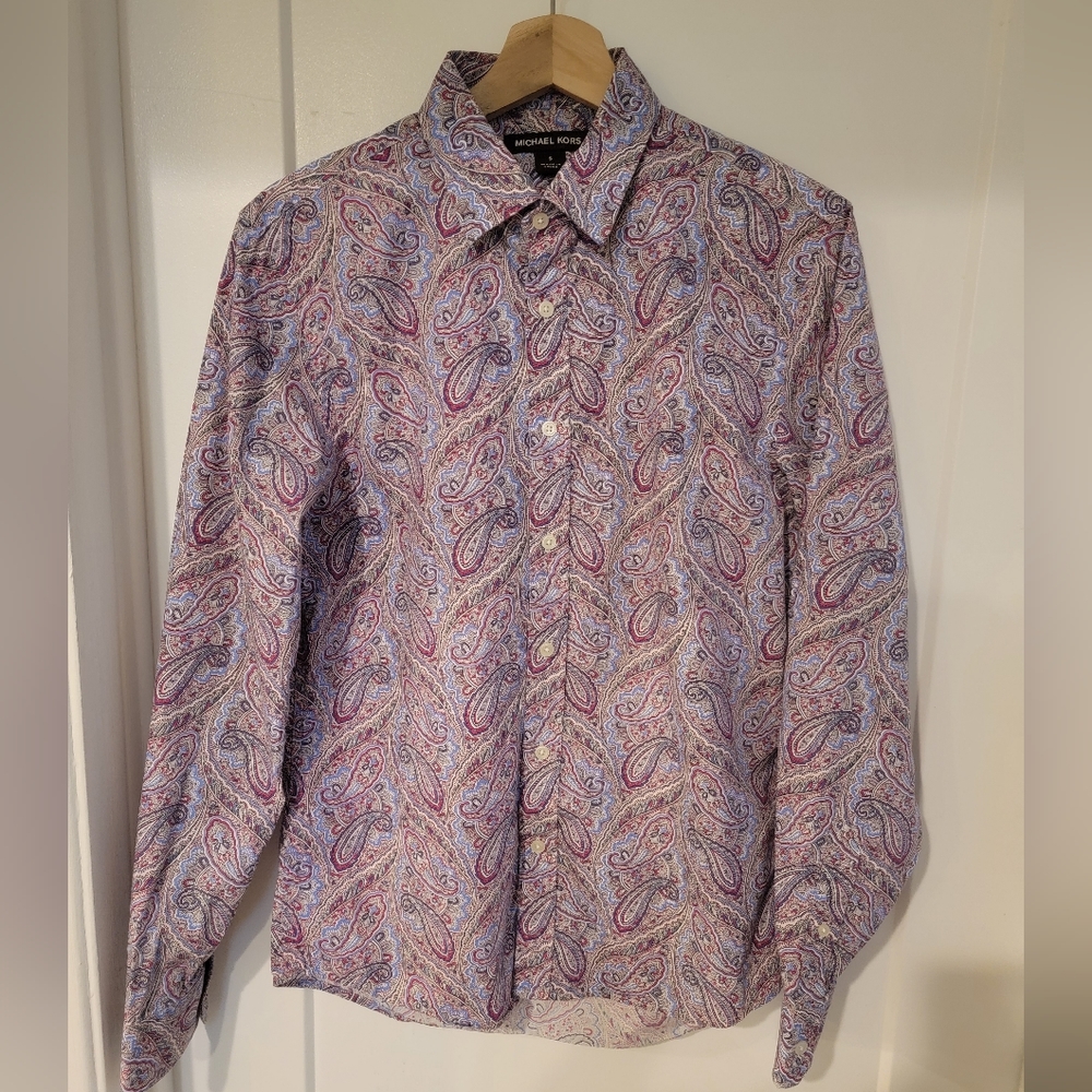 Vibrant Paisley Pattern Button Down Long Sleeved … - image 2